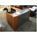 Med Cherry Tone Maple Grain Reception Desk w Glass Trans Counter
